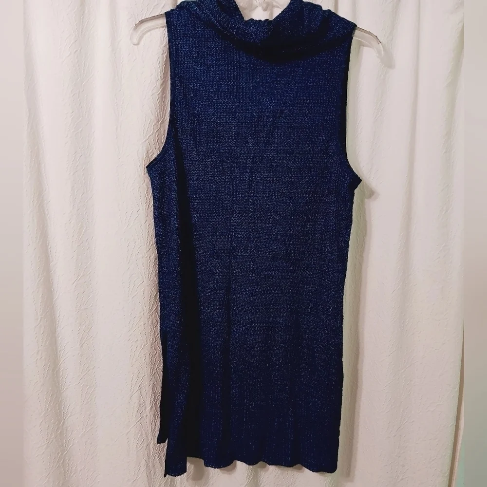 Catherine’s sleeveless Cowl neck sweater  blue & black Size 0X